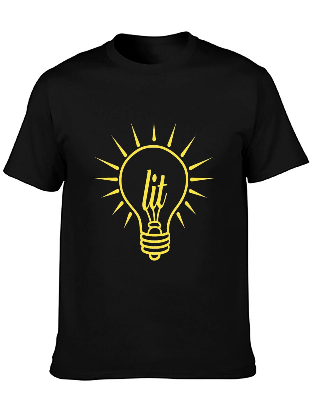 Lit Lightbulb Graphic Tee - Black Cotton T-Shirt