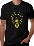 Lit Lightbulb Graphic Tee - Black Cotton T-Shirt