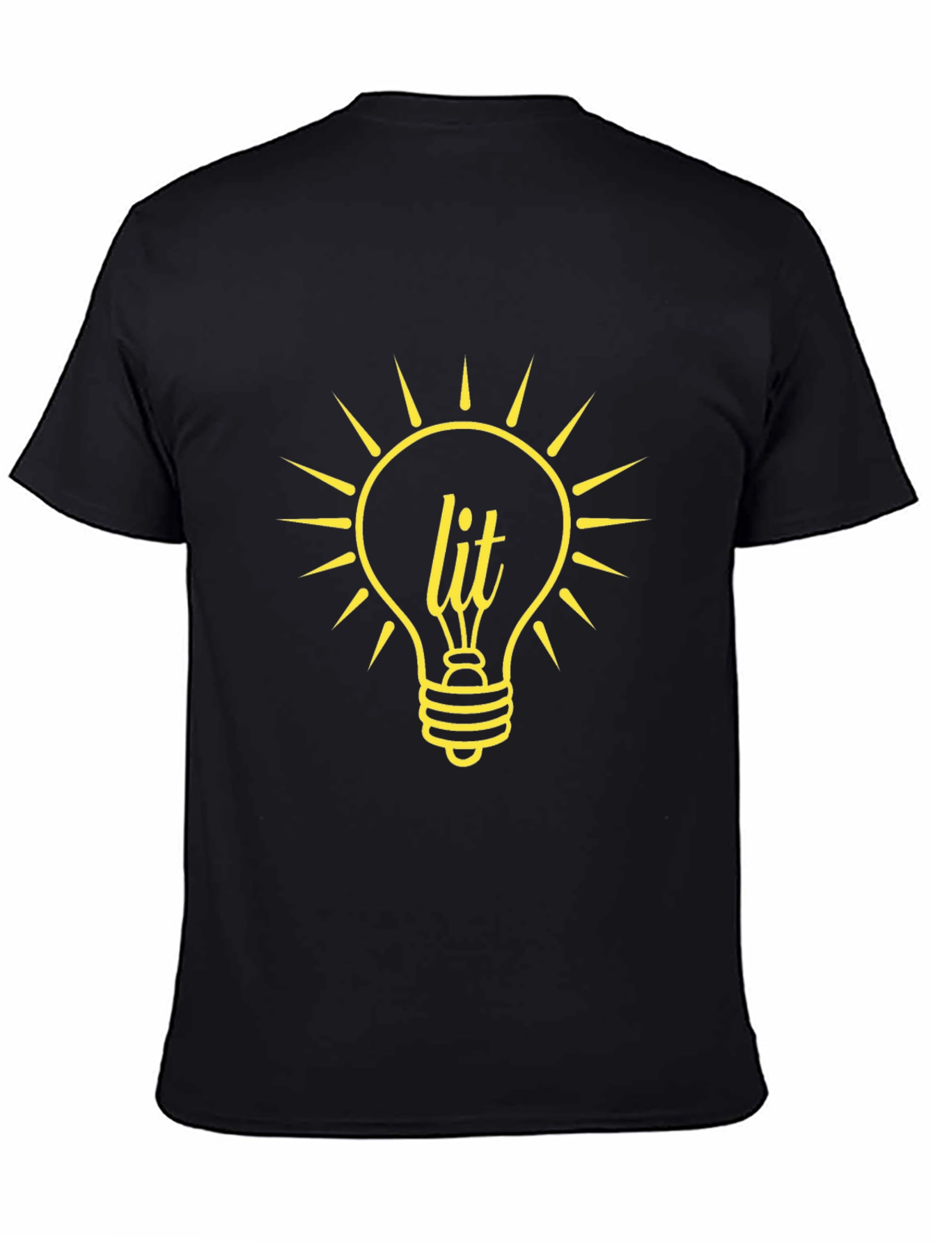 Lit Lightbulb Graphic Tee - Black Cotton T-Shirt