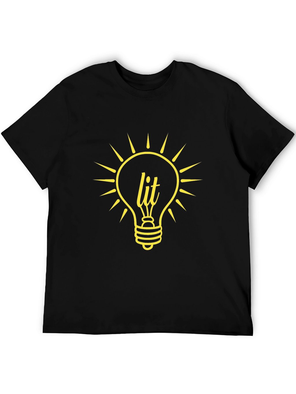 Lit Lightbulb Graphic Tee - Black Cotton T-Shirt
