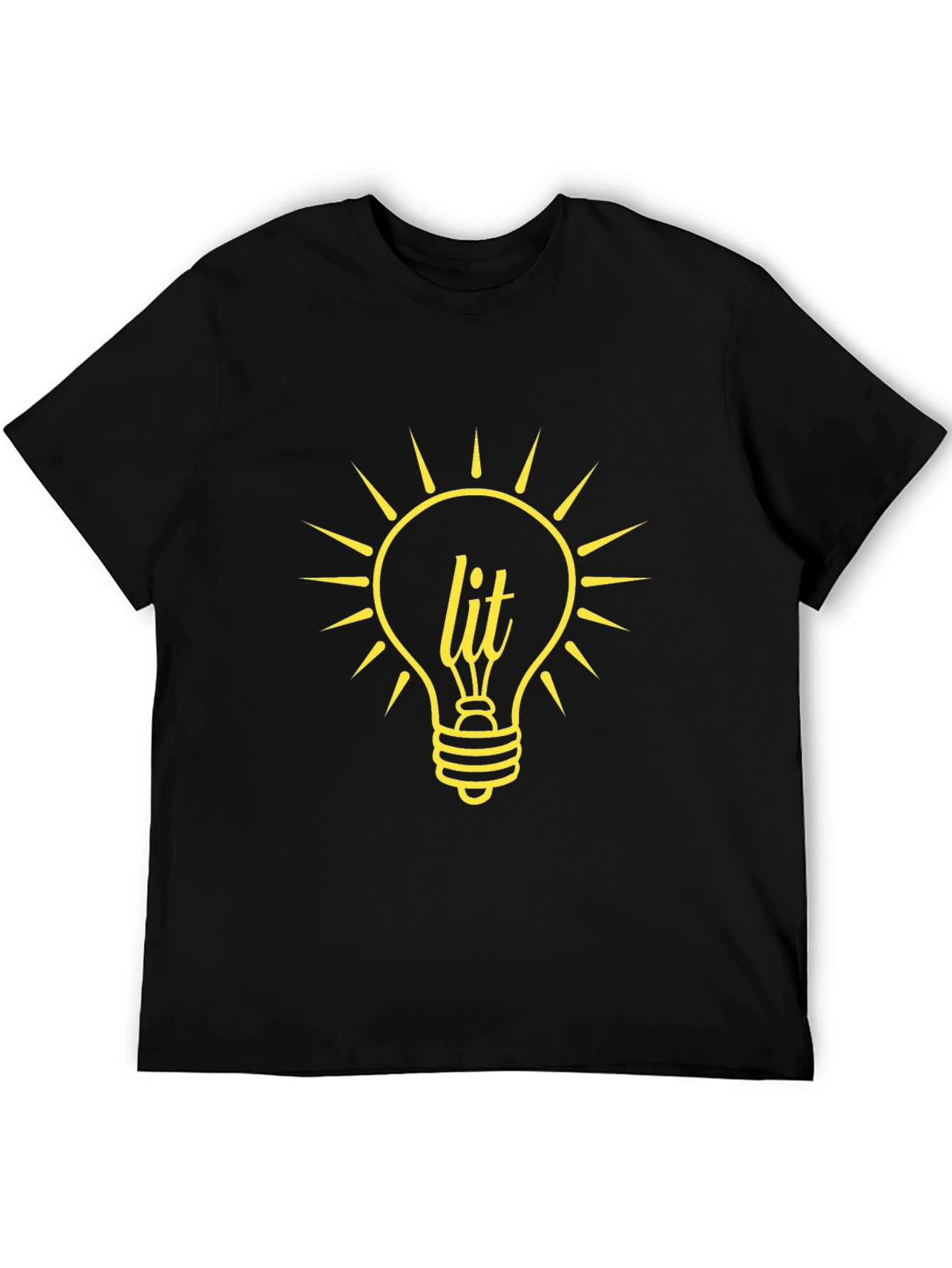 Lit Lightbulb Graphic Tee - Black Cotton T-Shirt