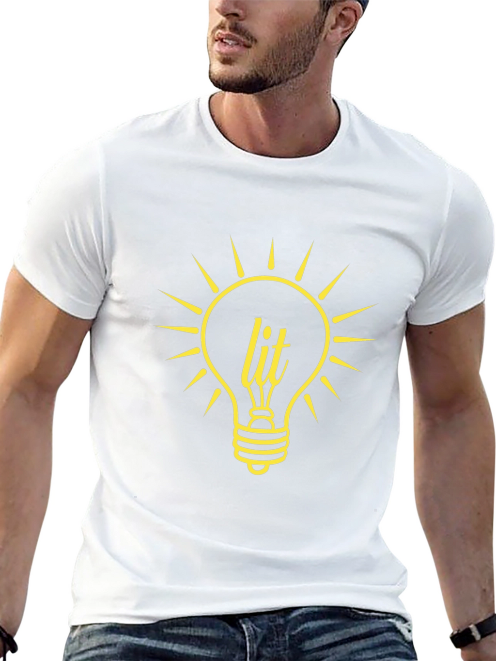 Lit Lightbulb Graphic Tee - Black Cotton T-Shirt