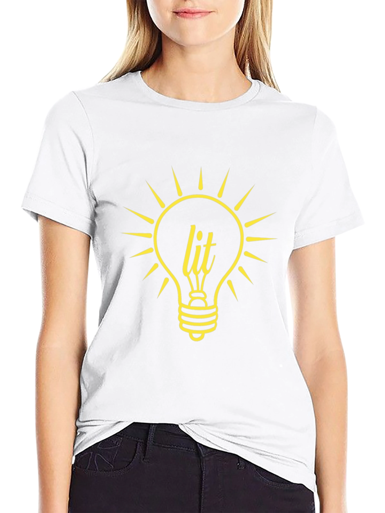 Lit Lightbulb Graphic Tee - Black Cotton T-Shirt