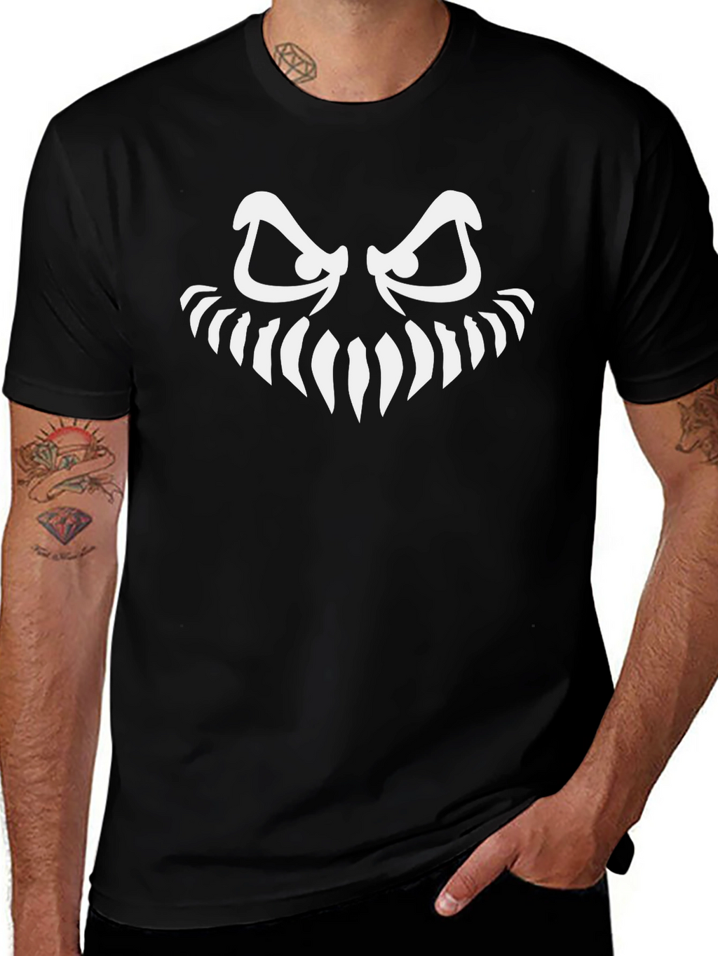 Mens Scary Face Graphic Black T-Shirt