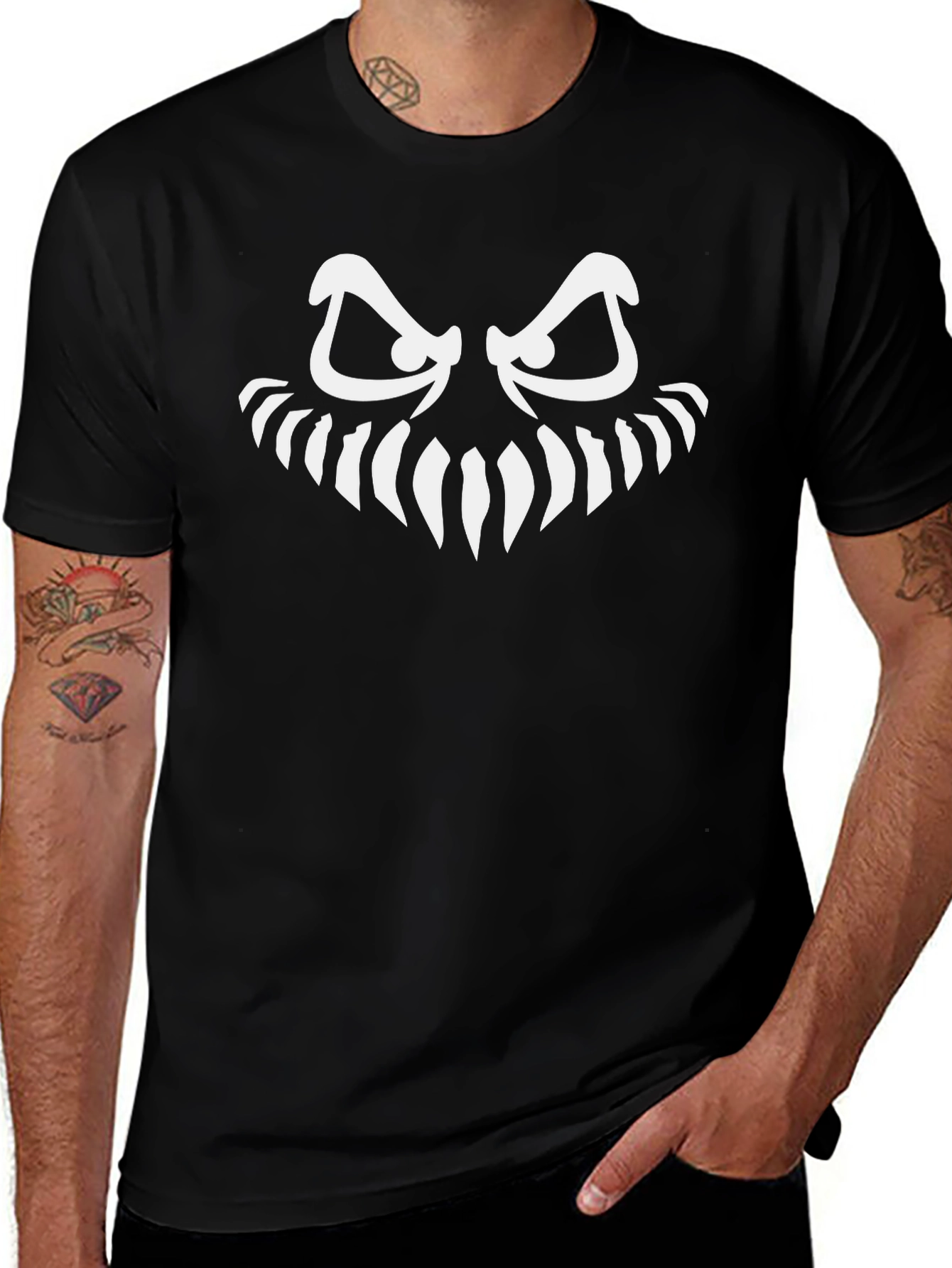 Mens Scary Face Graphic Black T-Shirt