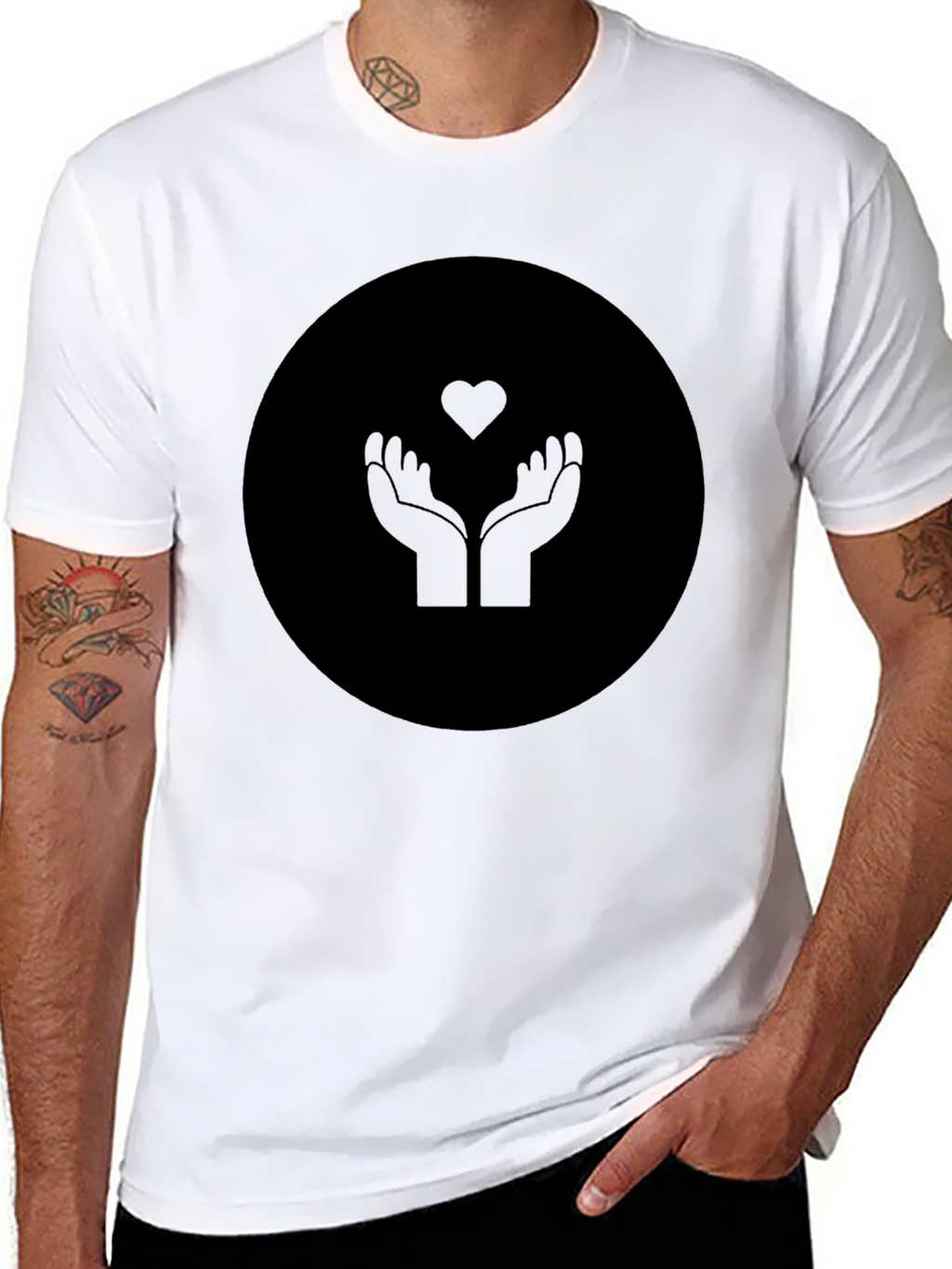 Heart Hands Graphic Black T-Shirt