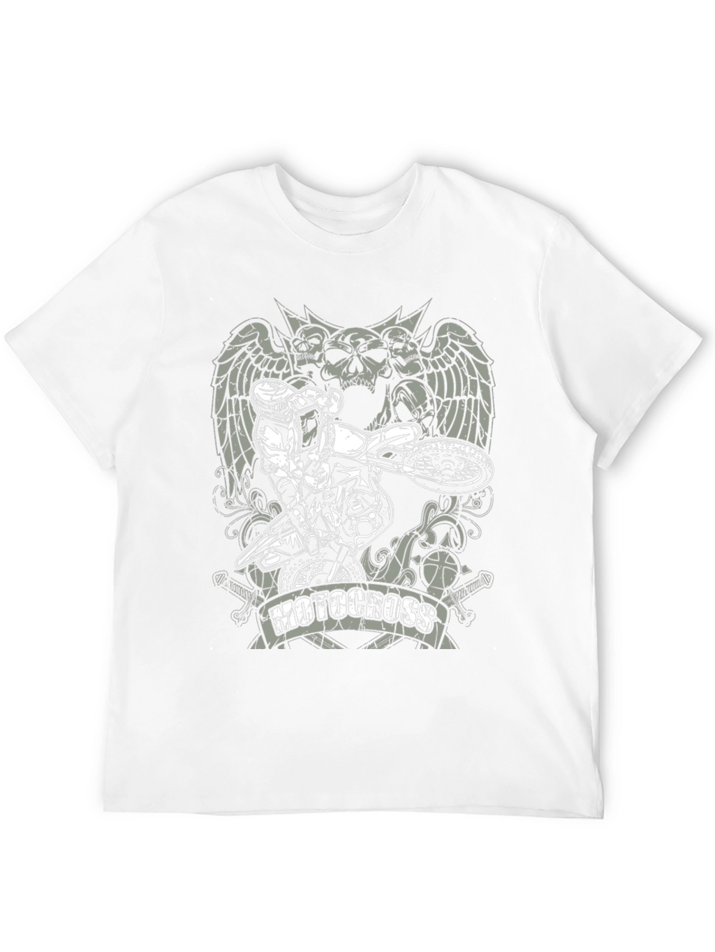 Motocross Skull Graphic T-Shirt - Black