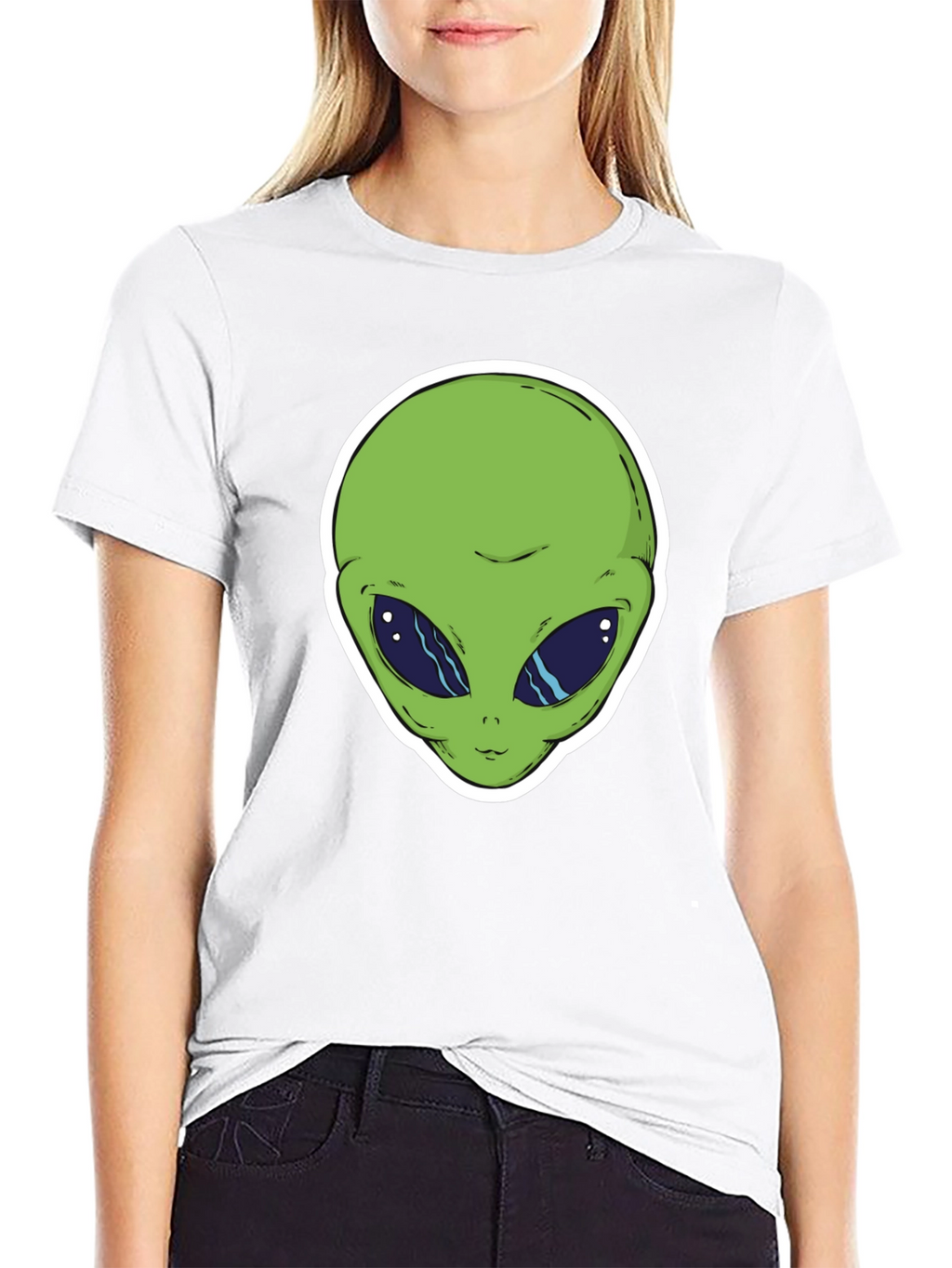 Alien Head Graphic T-Shirt - Black Cotton Tee