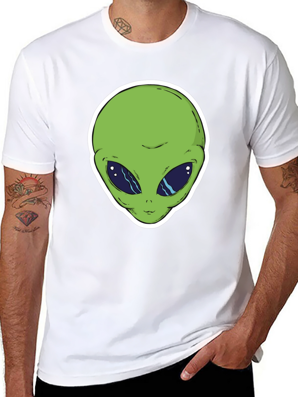 Alien Head Graphic T-Shirt - Black Cotton Tee