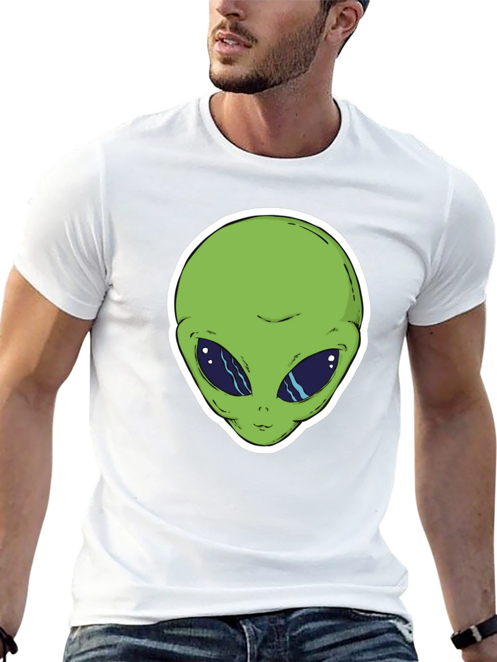 Alien Head Graphic T-Shirt - Black Cotton Tee