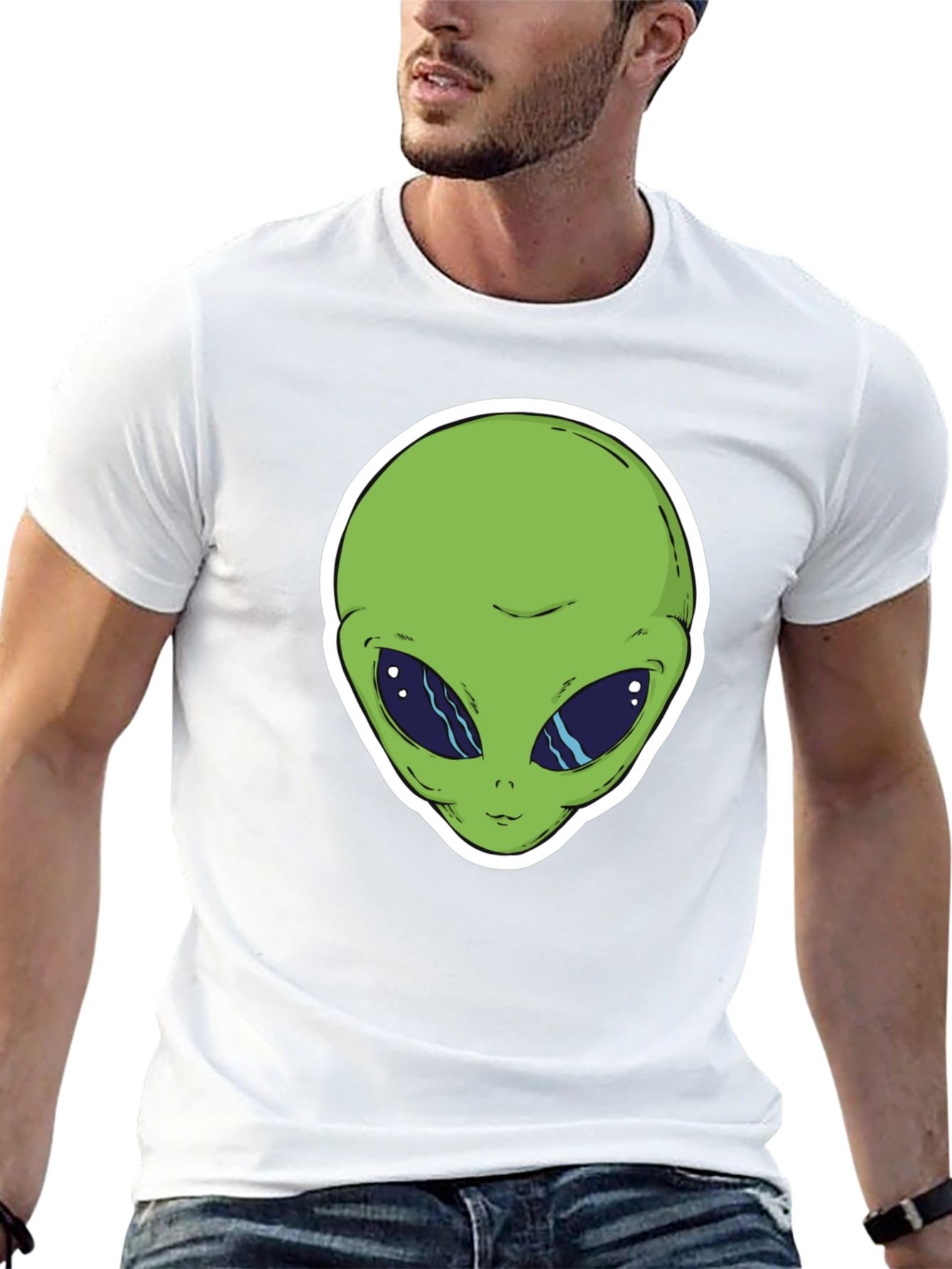 Alien Head Graphic T-Shirt - Black Cotton Tee