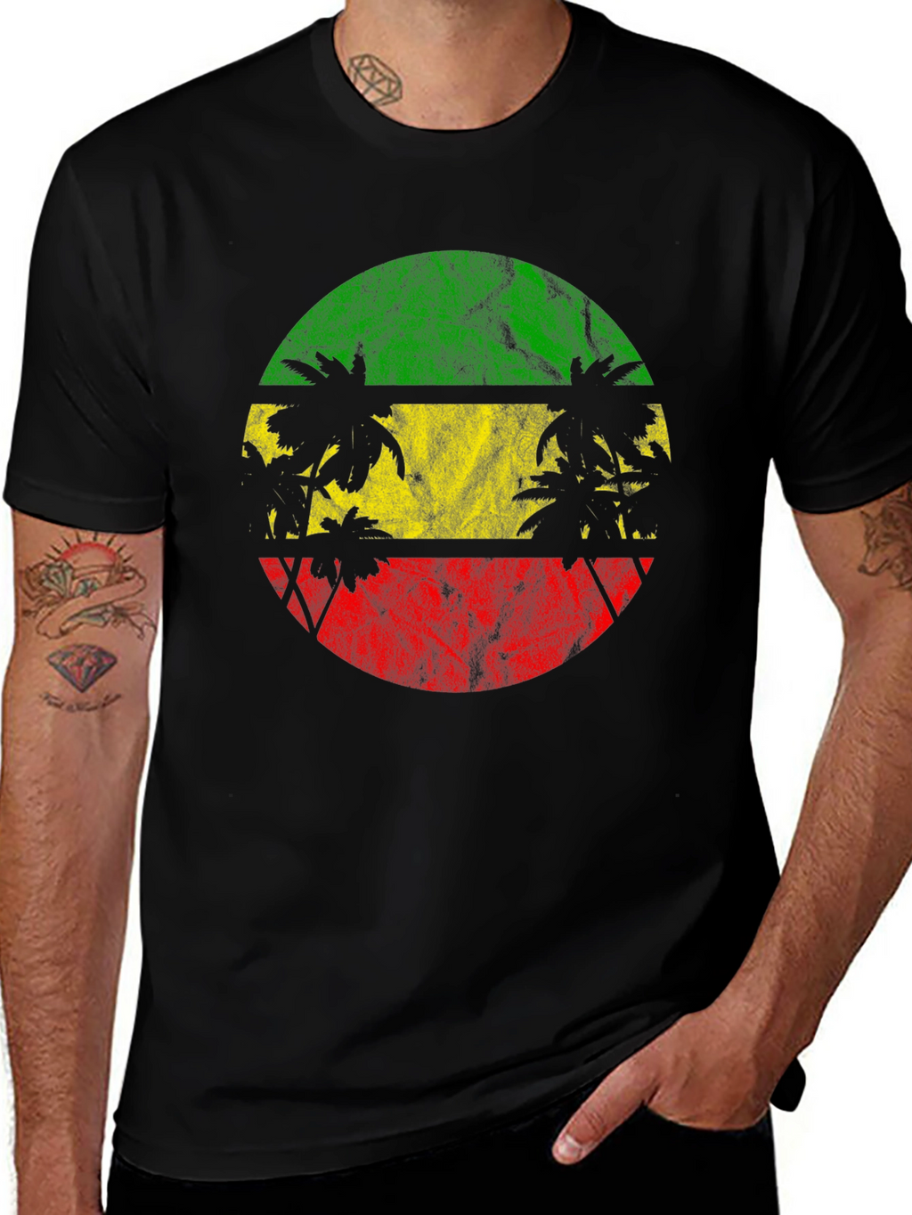 Rasta Palm Tree Graphic T-Shirt