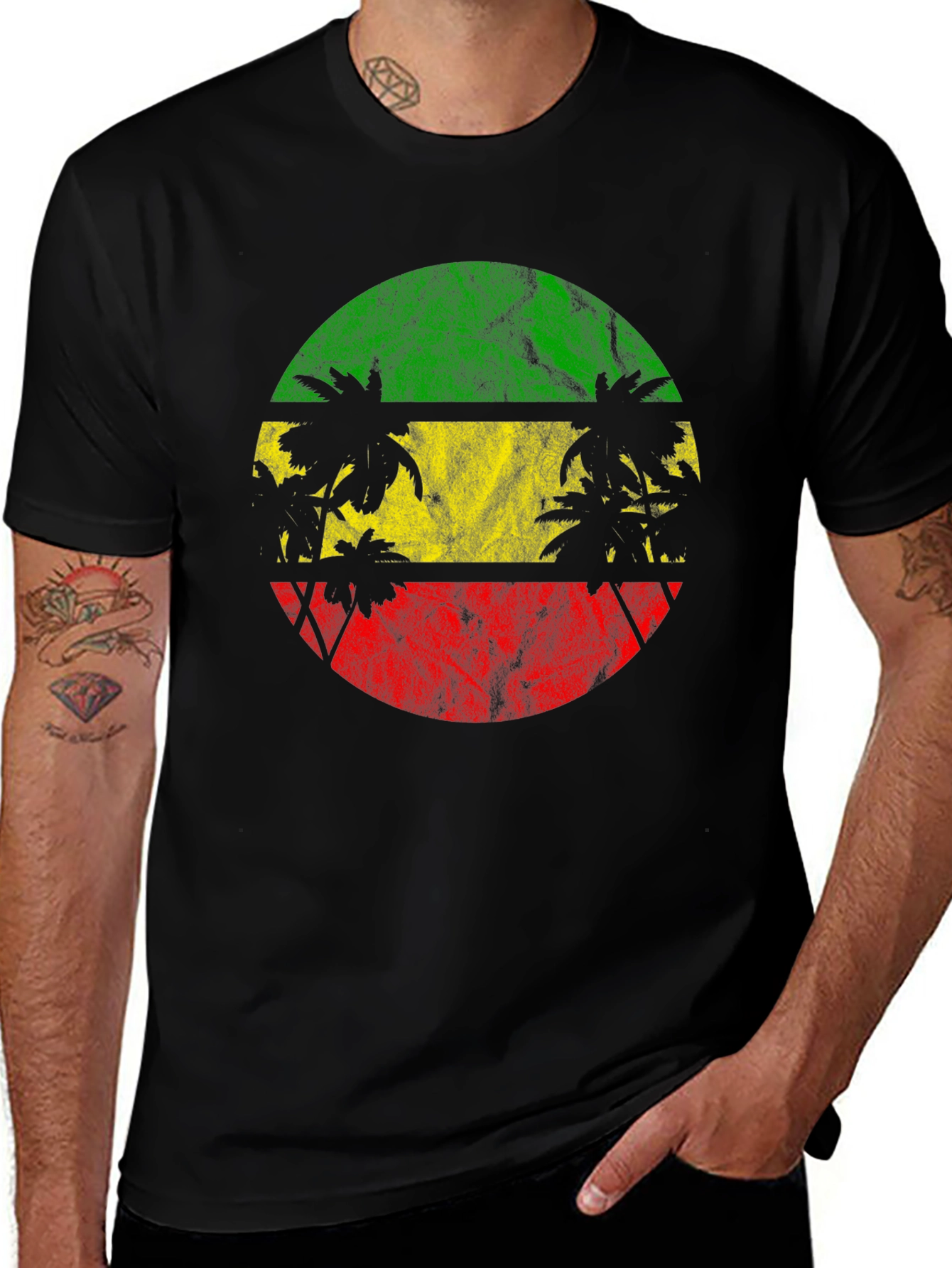 Rasta Palm Tree Graphic T-Shirt