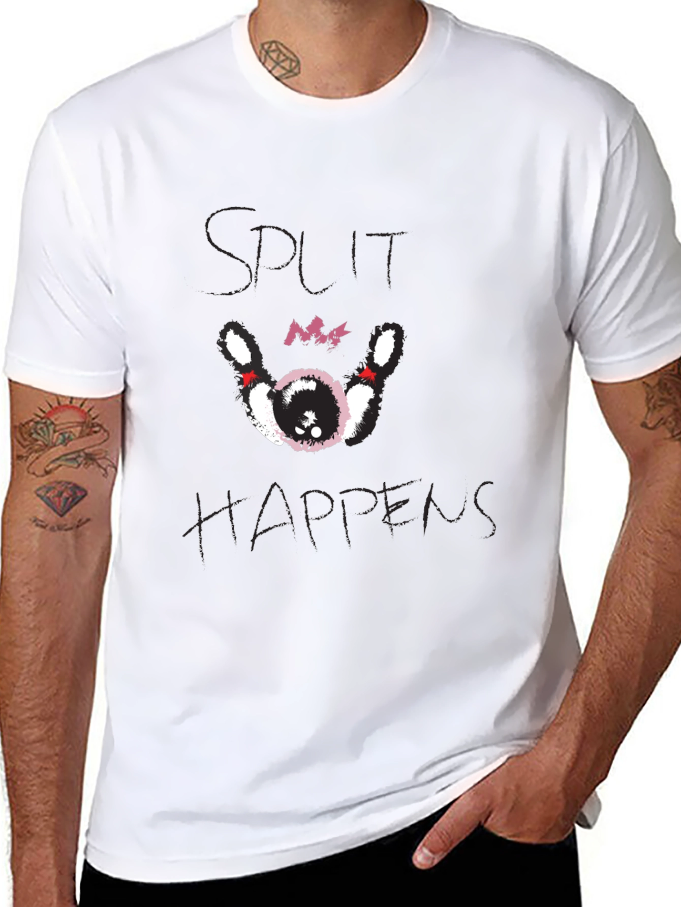 Split Happens Bowling T-Shirt - Black