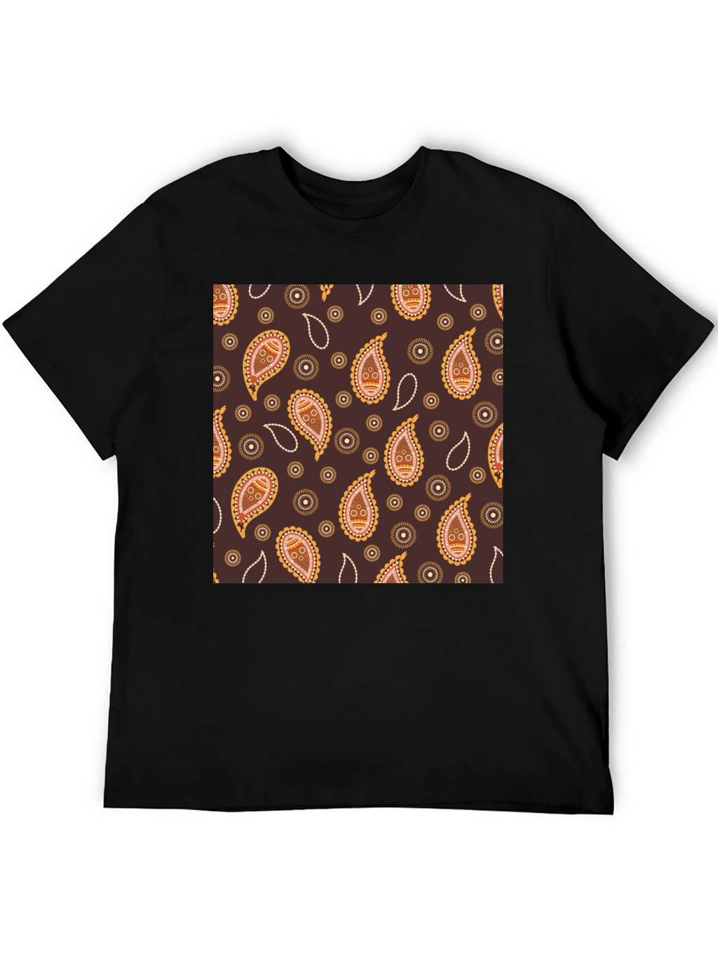 Paisley Pattern Black T-Shirt