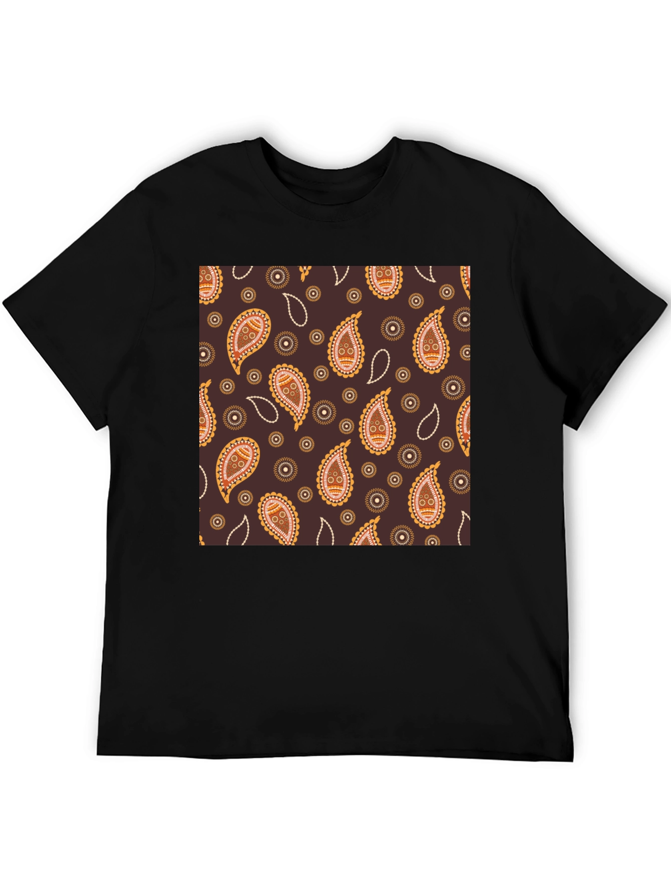 Paisley Pattern Black T-Shirt