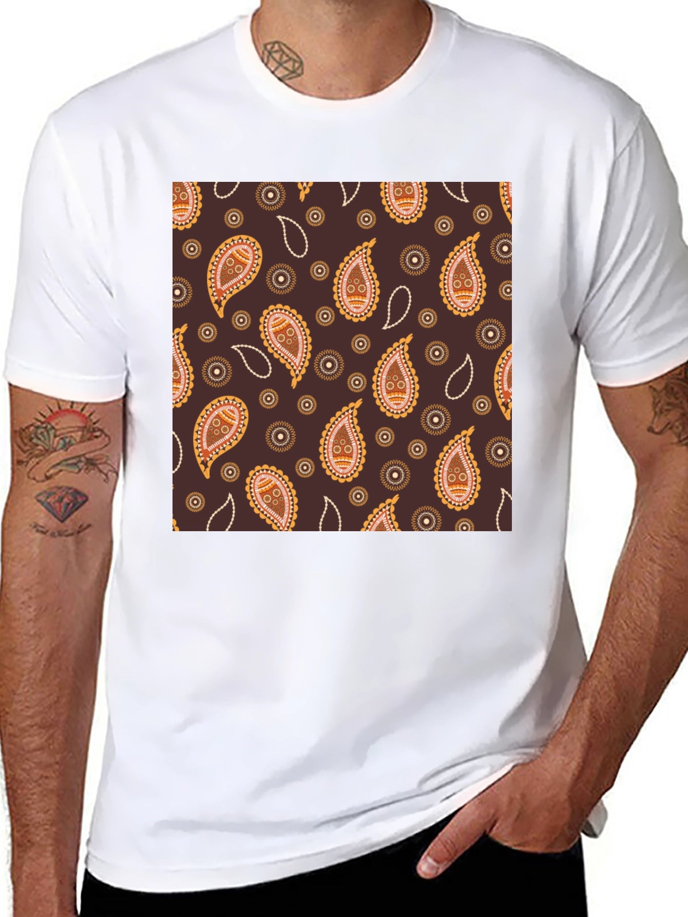Paisley Pattern Black T-Shirt