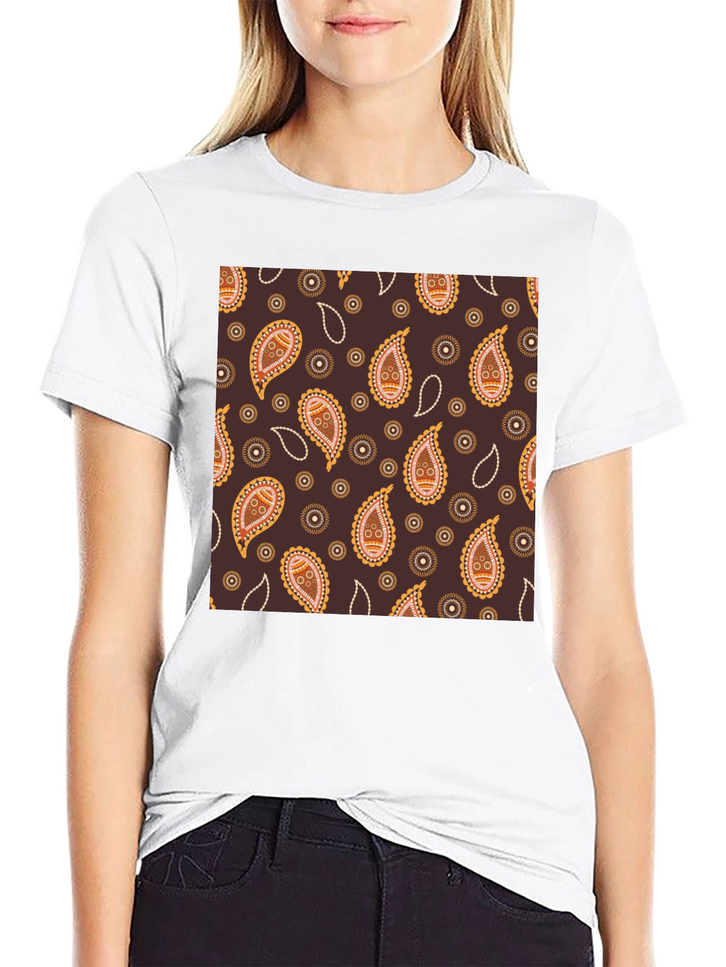 Paisley Pattern Black T-Shirt