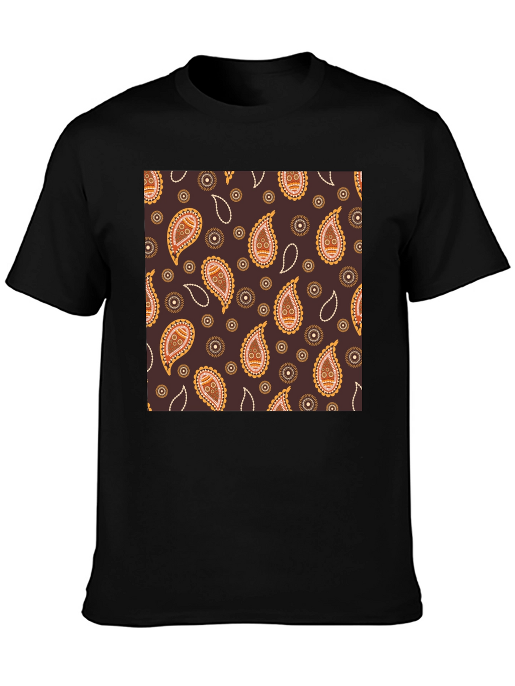 Paisley Pattern Black T-Shirt