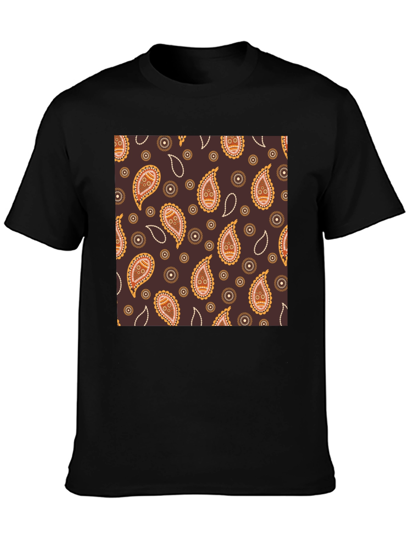Paisley Pattern Black T-Shirt
