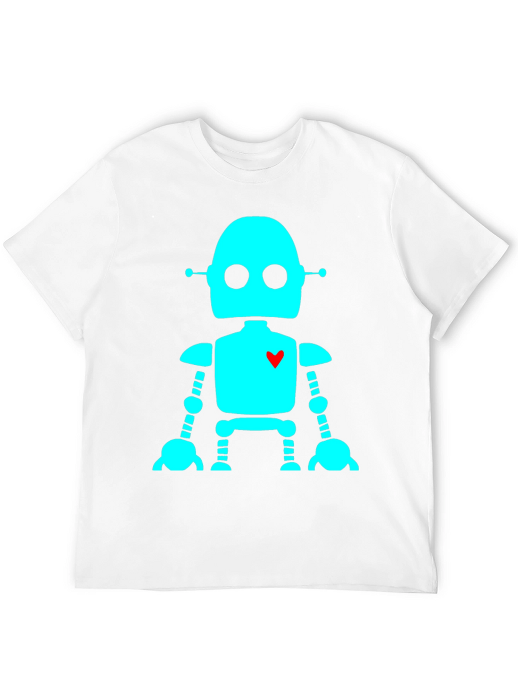 Robot with Heart T-Shirt - Black Short Sleeve