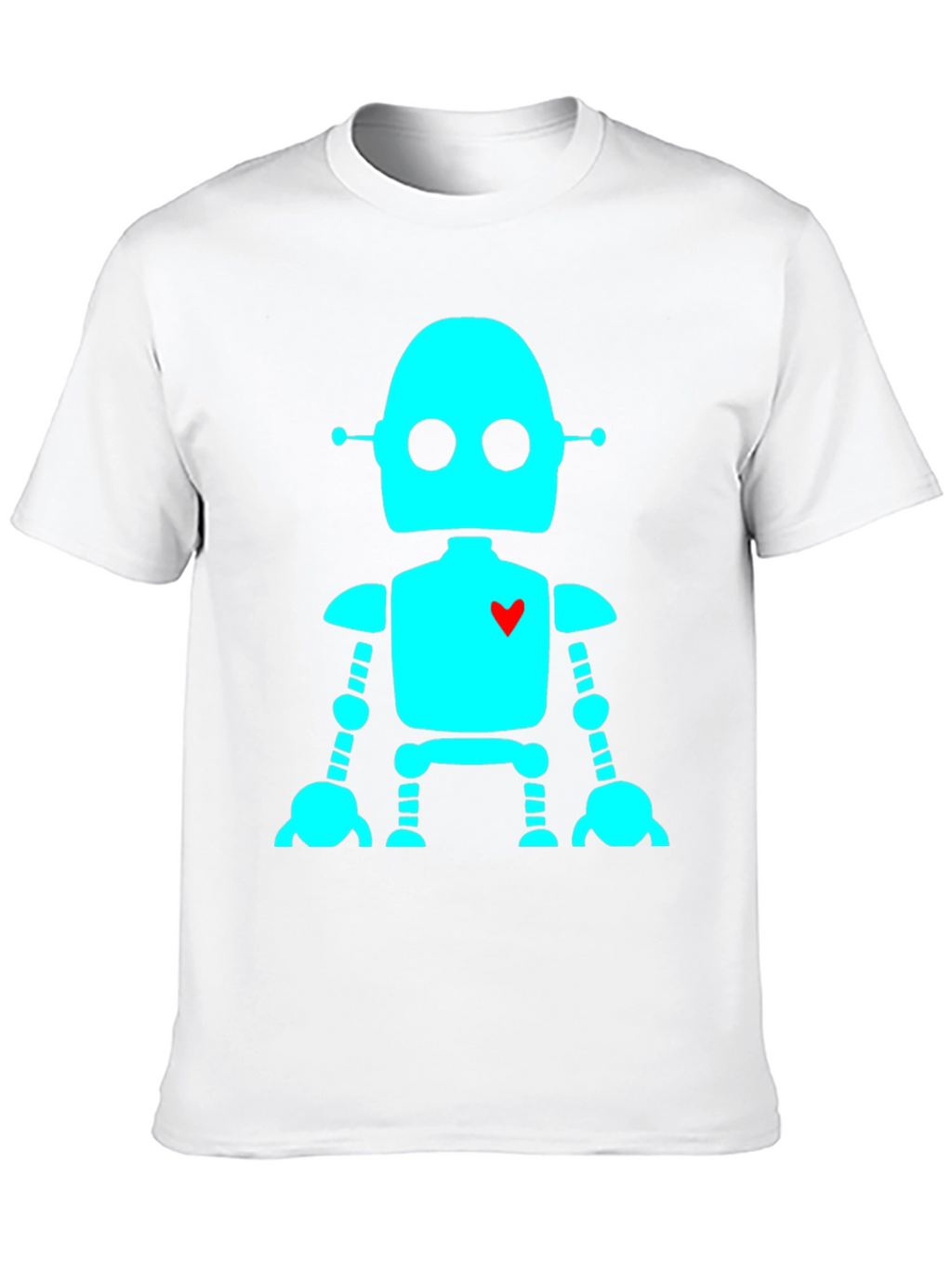 Robot with Heart T-Shirt - Black Short Sleeve