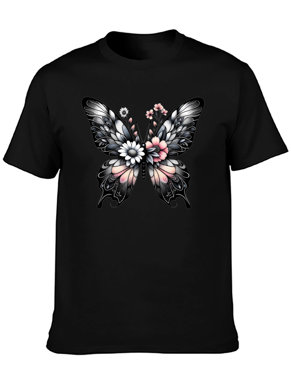 Butterfly Floral Graphic Print T-Shirt