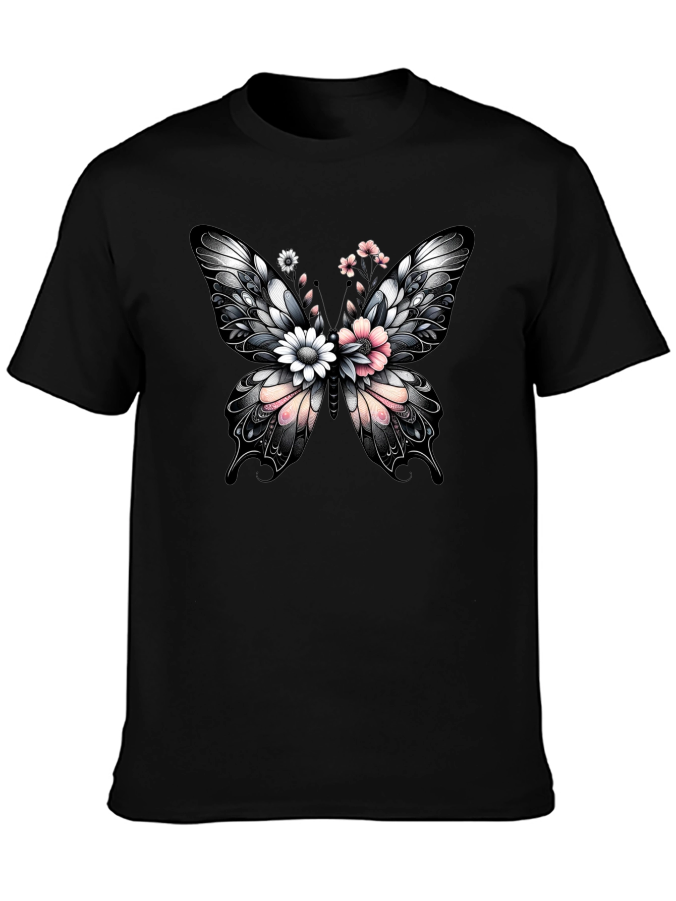 Butterfly Floral Graphic Print T-Shirt