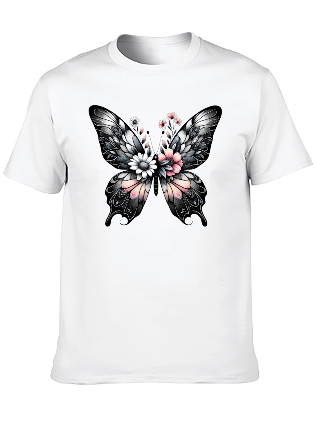 Butterfly Floral Graphic Print T-Shirt