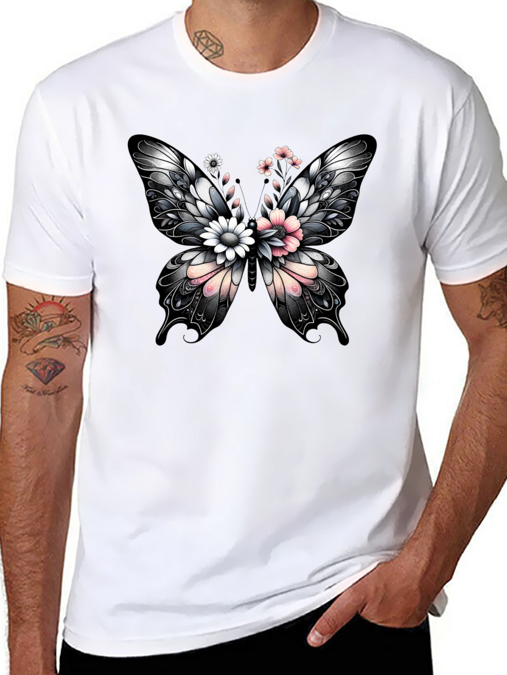 Butterfly Floral Graphic Print T-Shirt