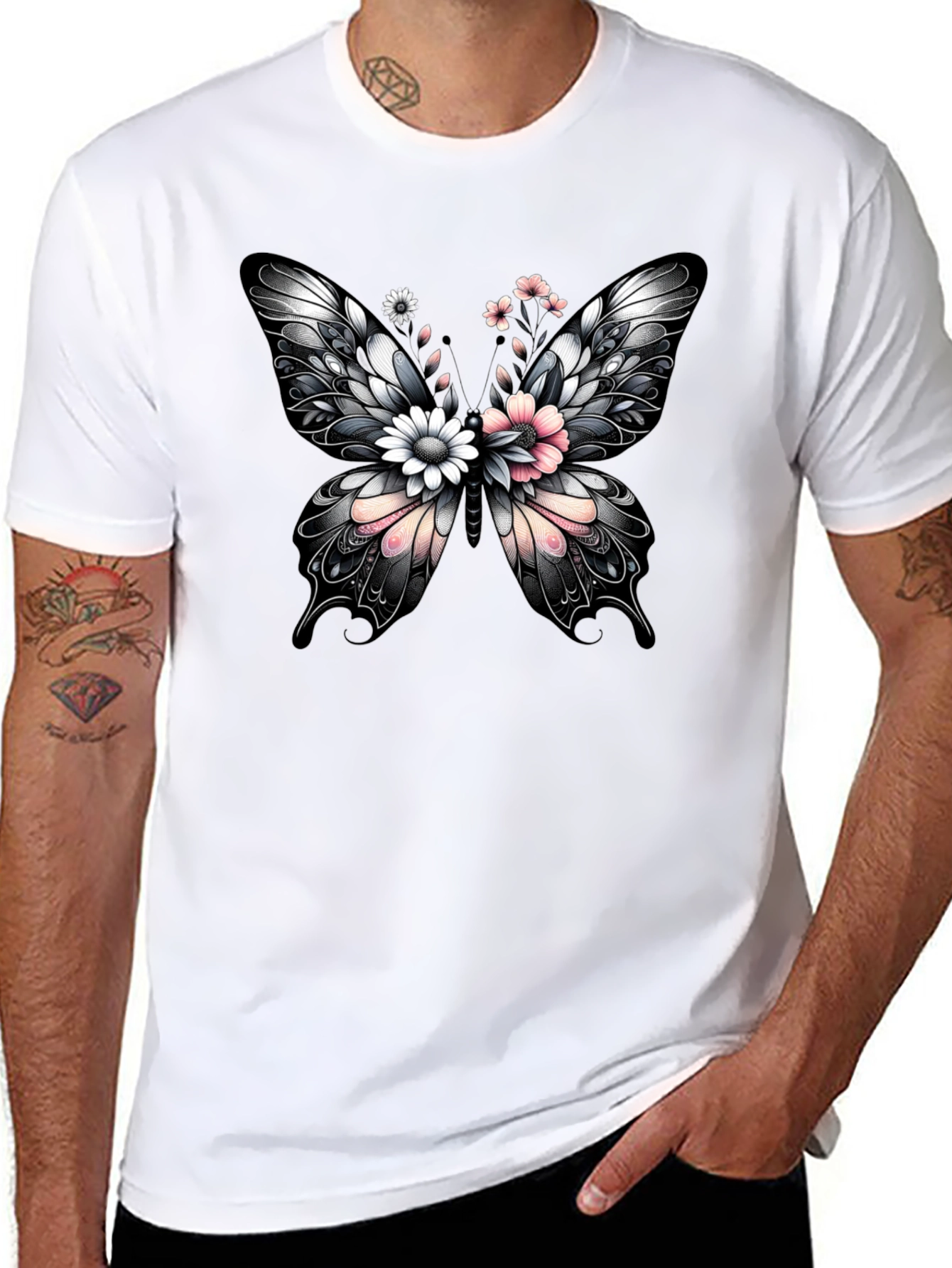 Butterfly Floral Graphic Print T-Shirt