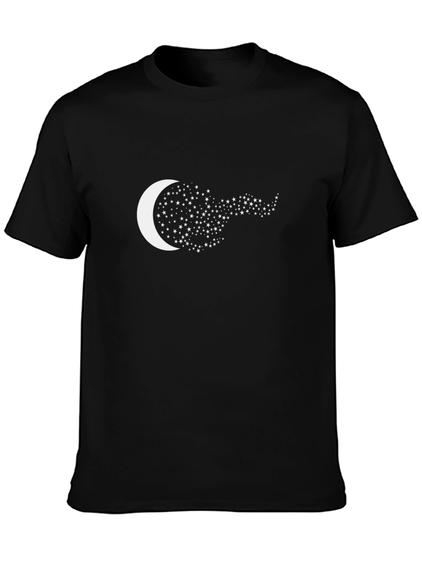 Celestial Moon & Stars Graphic Tee - Black
