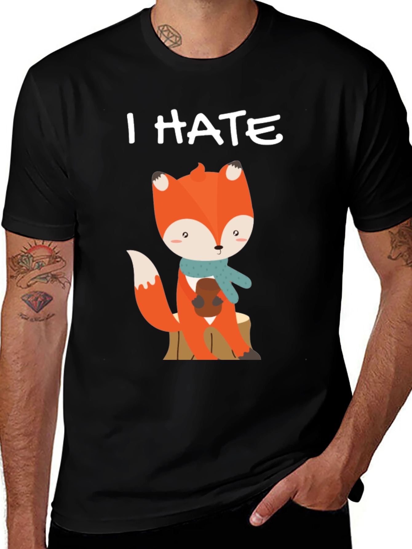 I Hate Mornings Cute Fox Graphic Tee