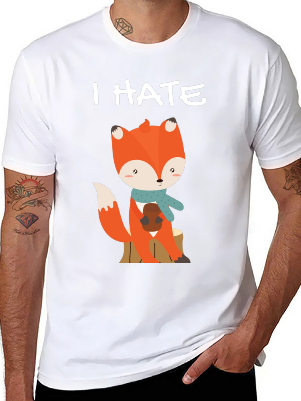 I Hate Mornings Cute Fox Graphic Tee