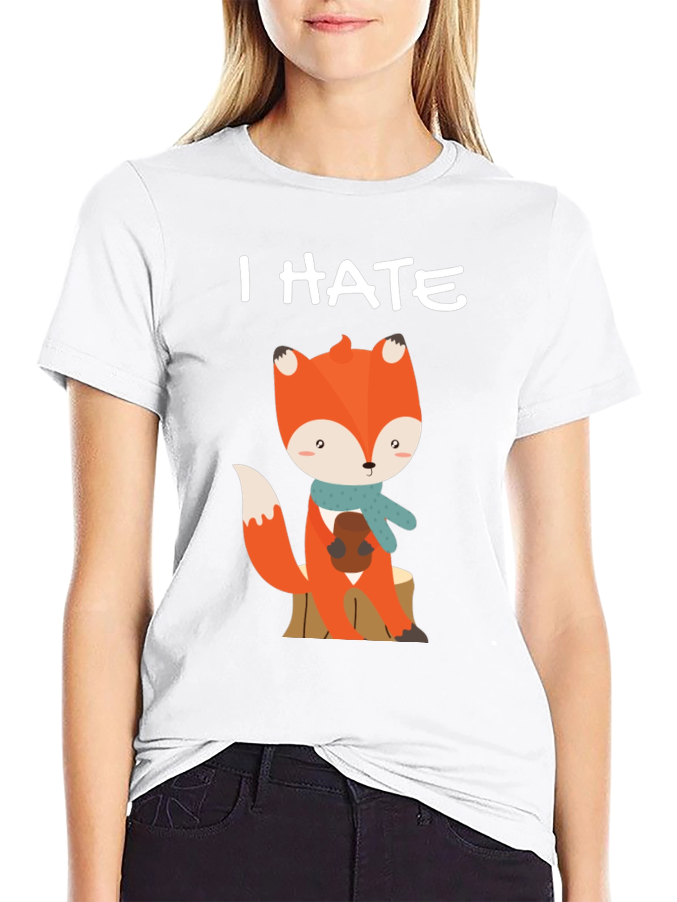 I Hate Mornings Cute Fox Graphic Tee