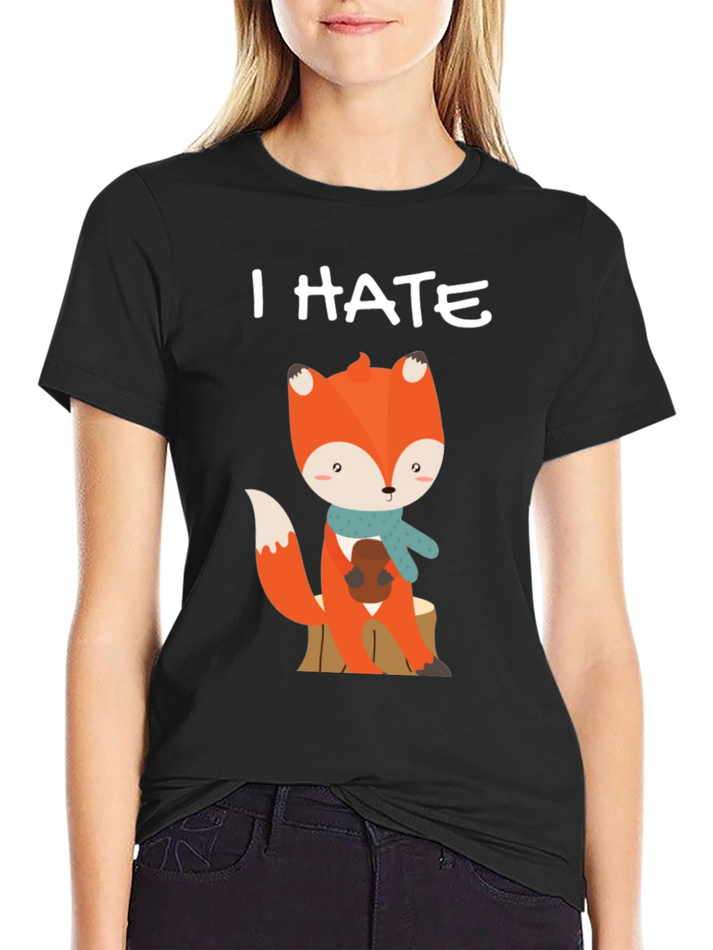 I Hate Mornings Cute Fox Graphic Tee