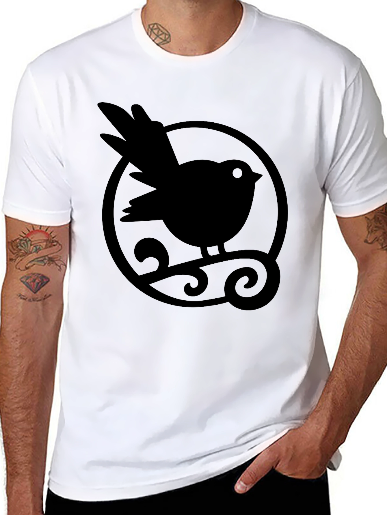 Bird Graphic Tee - Stylish Round Design Comfortable Fit