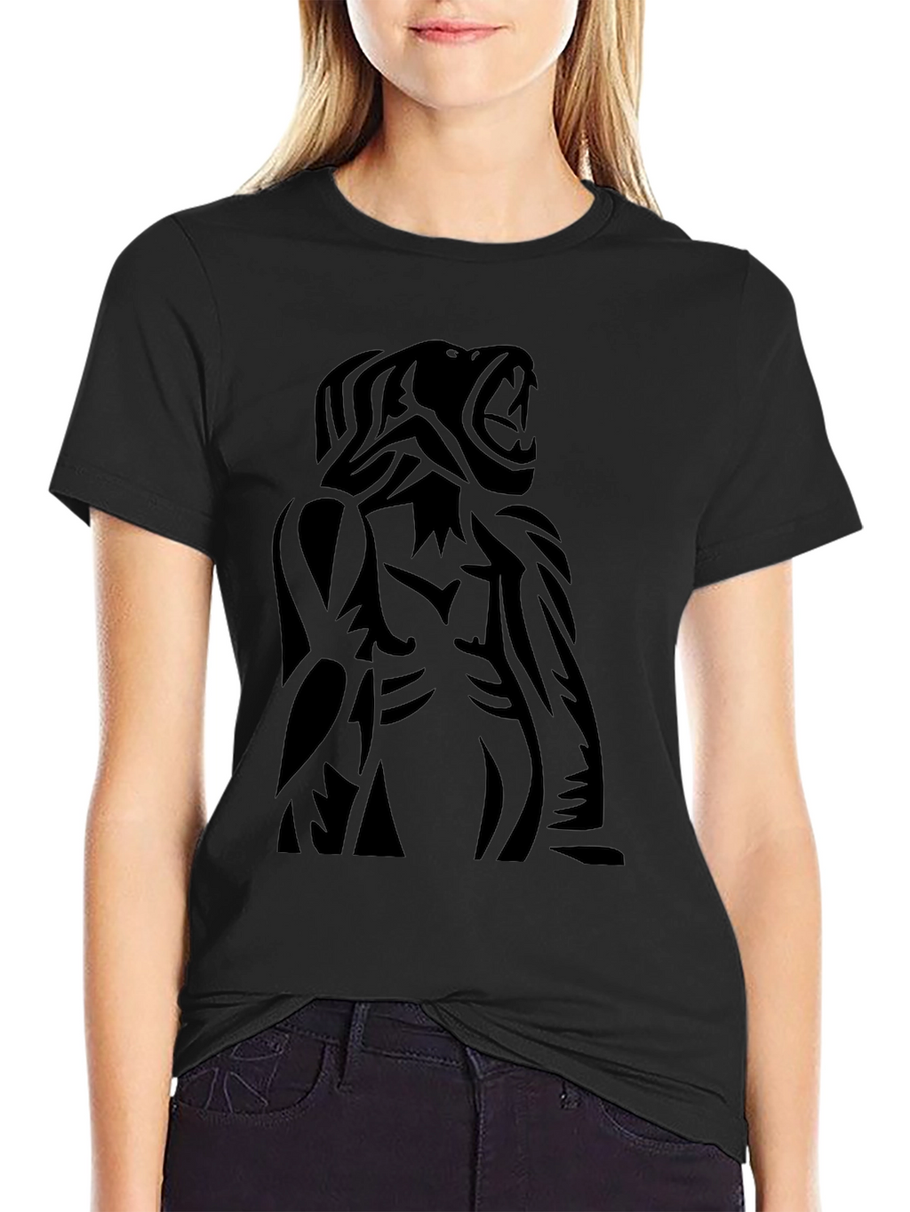 Roaring Beast Black Graphic Tee - Bold Statement Shirt