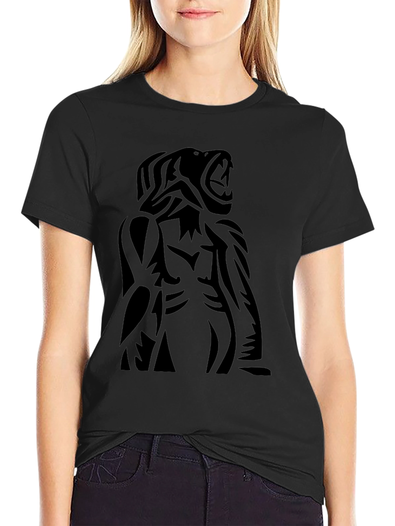 Roaring Beast Black Graphic Tee - Bold Statement Shirt