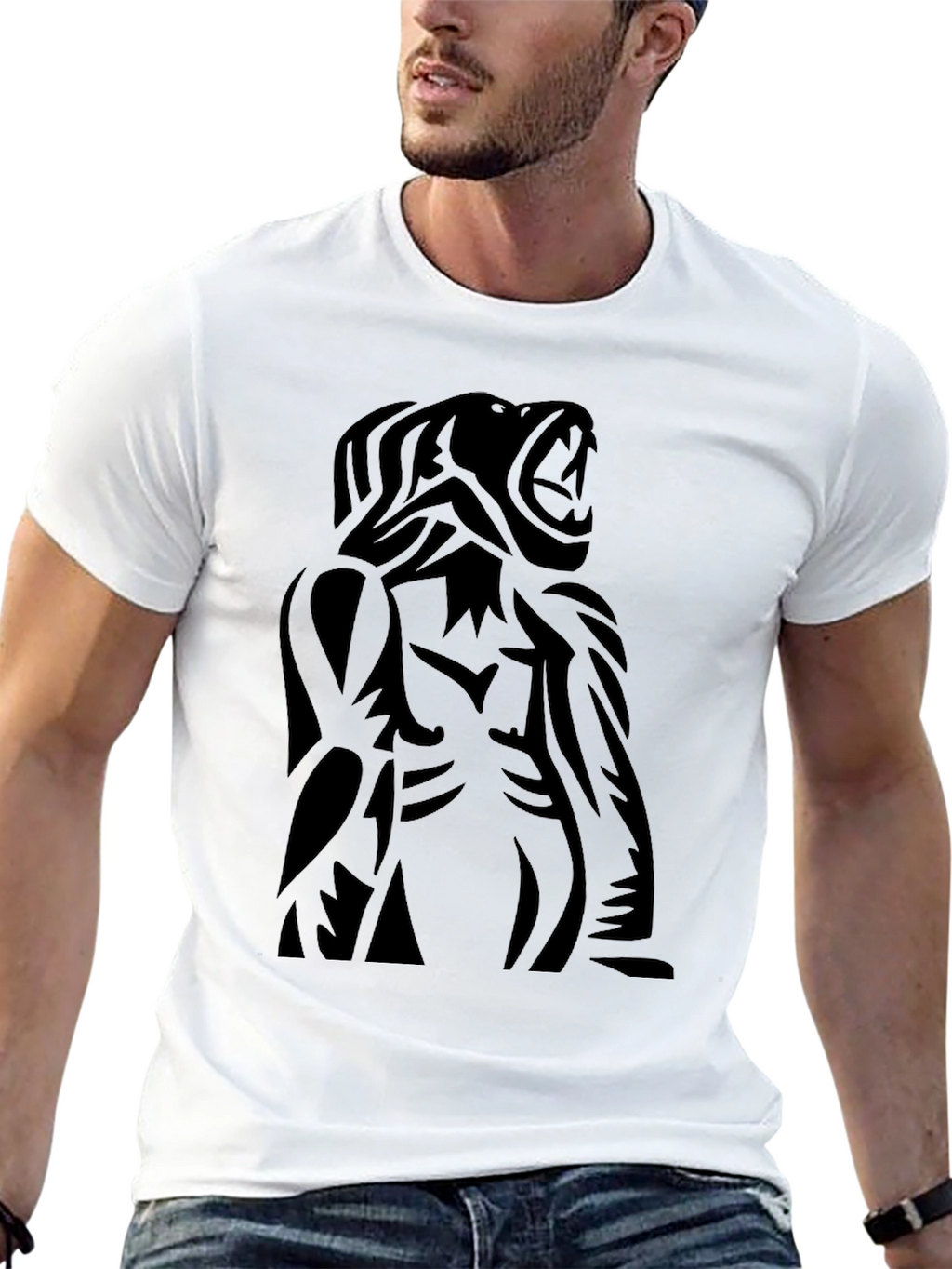 Roaring Beast Black Graphic Tee - Bold Statement Shirt