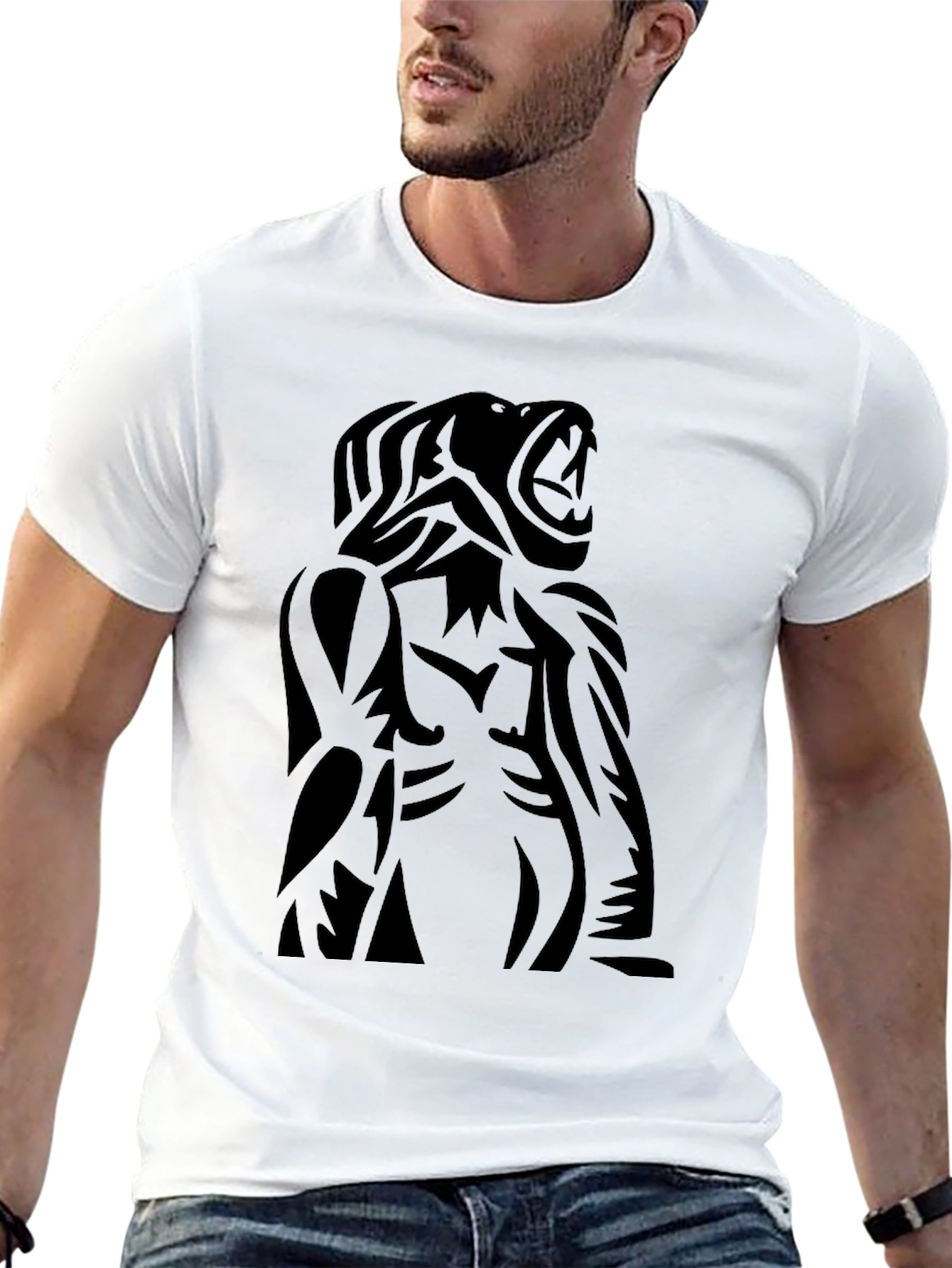 Roaring Beast Black Graphic Tee - Bold Statement Shirt