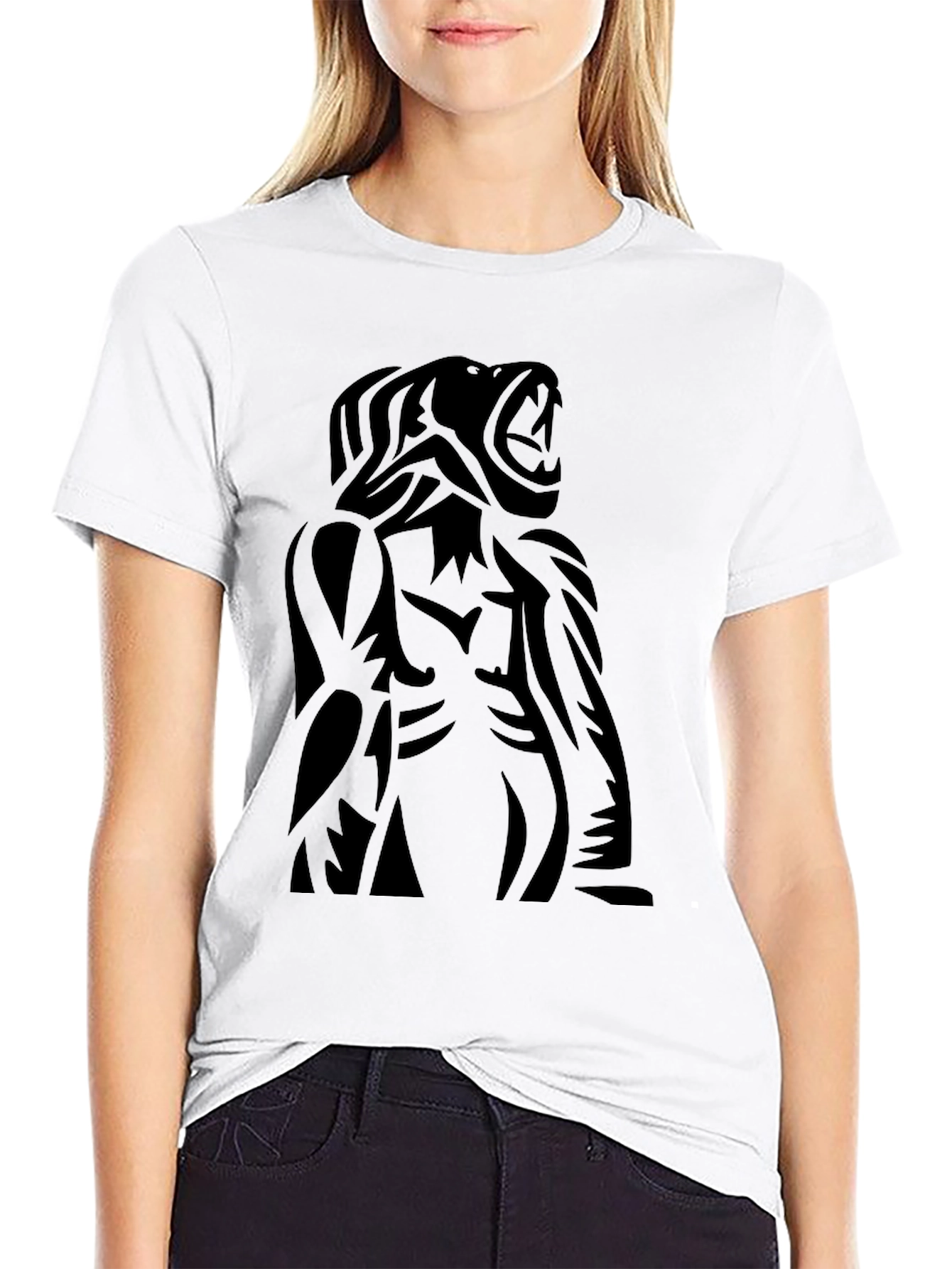 Roaring Beast Black Graphic Tee - Bold Statement Shirt