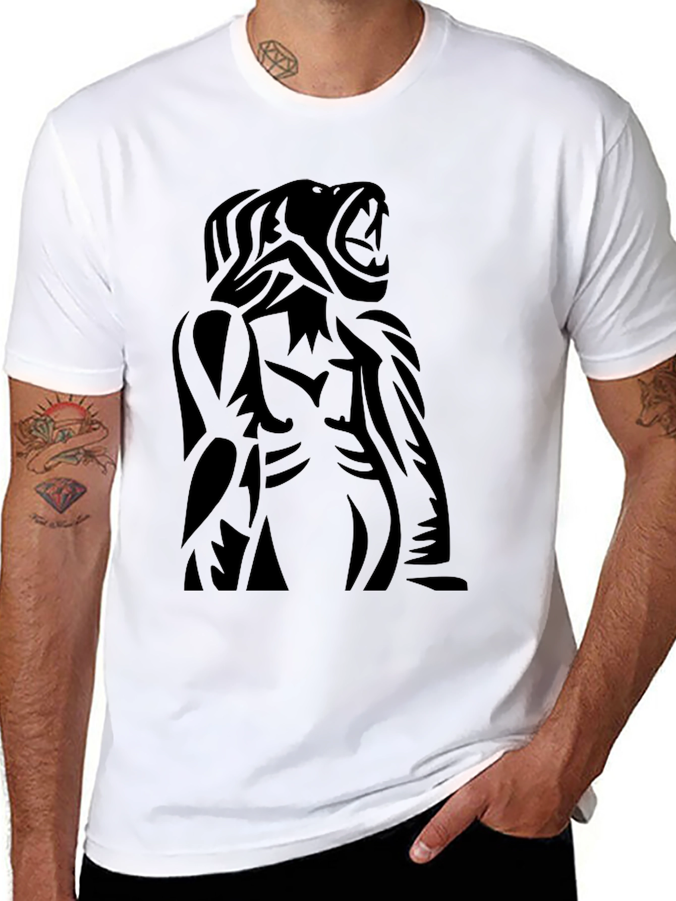 Roaring Beast Black Graphic Tee - Bold Statement Shirt