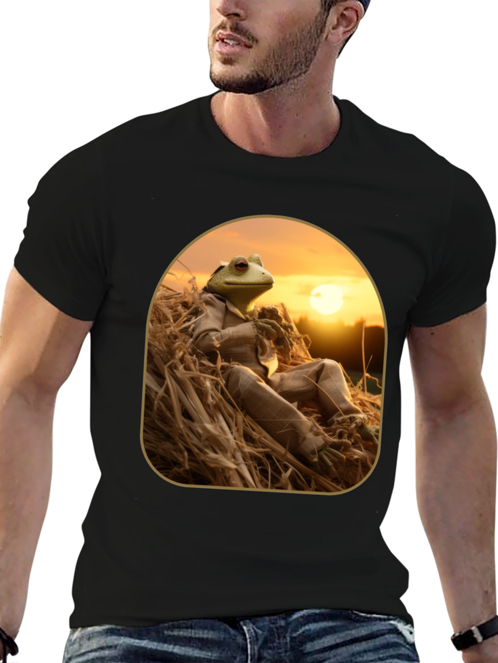 Frog in Suit Graphic T-Shirt - Relaxed Nature Style