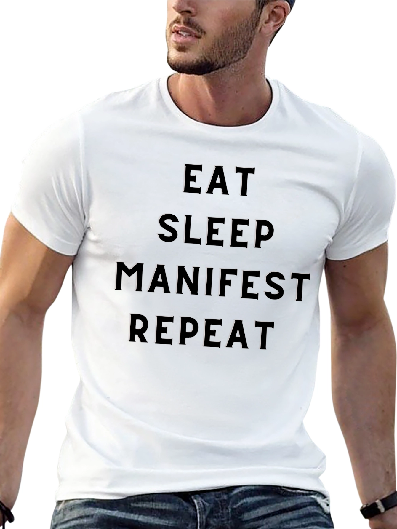 Eat Sleep Manifest Repeat Graphic Tee - Black