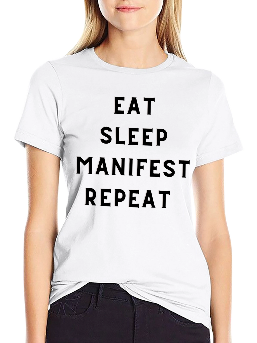 Eat Sleep Manifest Repeat Graphic Tee - Black