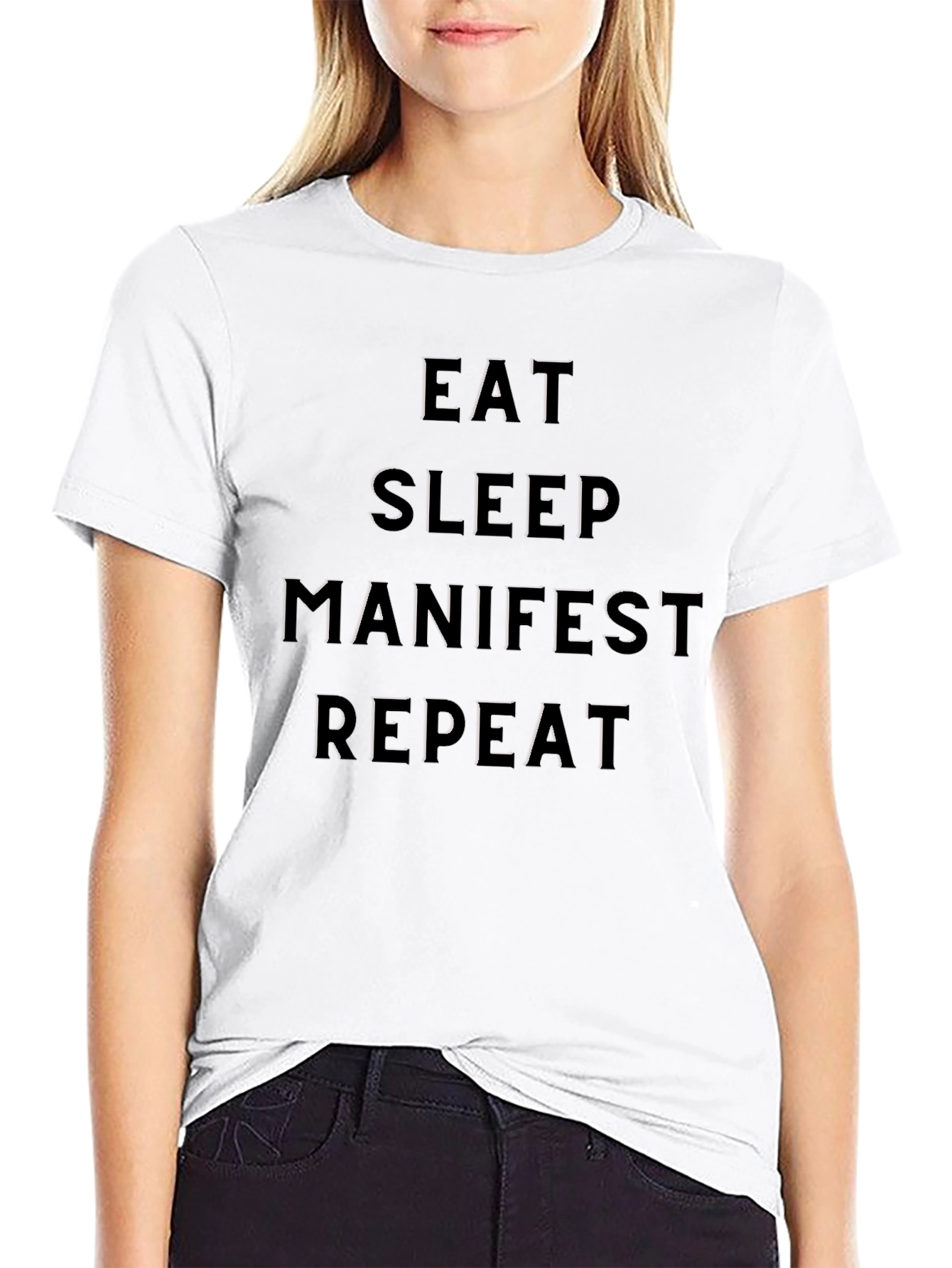Eat Sleep Manifest Repeat Graphic Tee - Black