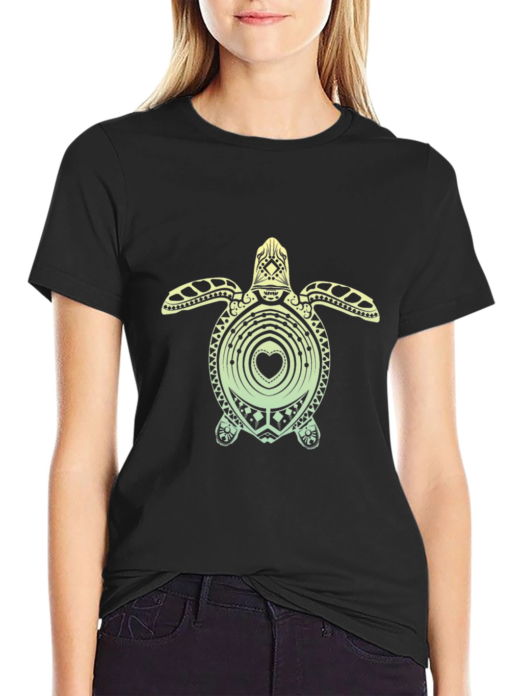 Turtle Heart Graphic Tee - Black Unisex T-Shirt