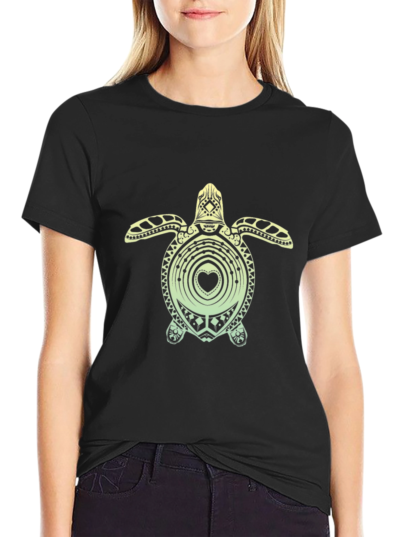 Turtle Heart Graphic Tee - Black Unisex T-Shirt