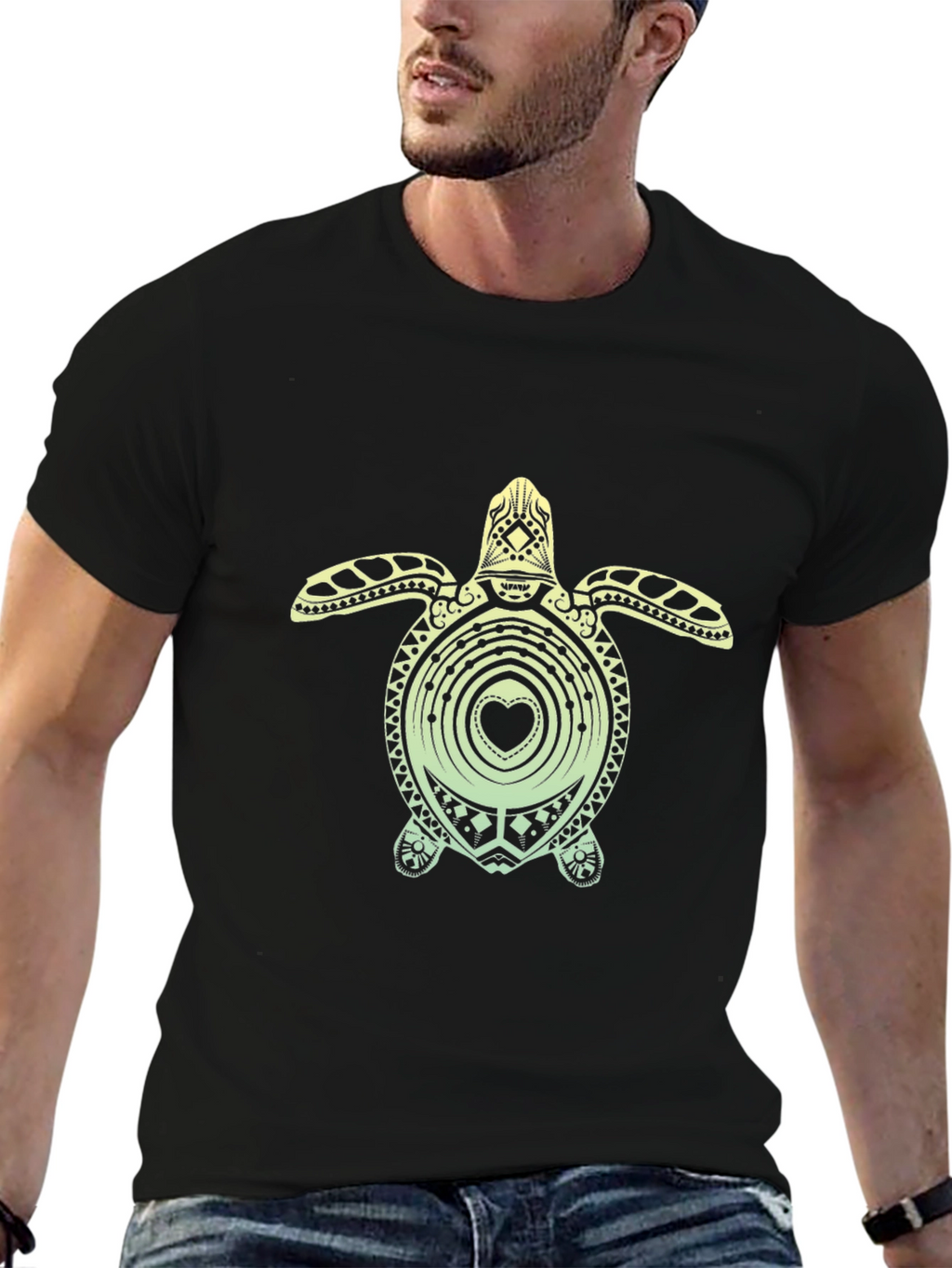 Turtle Heart Graphic Tee - Black Unisex T-Shirt